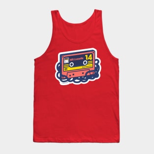 Red and Yellow Mixtape Cat Tank Top